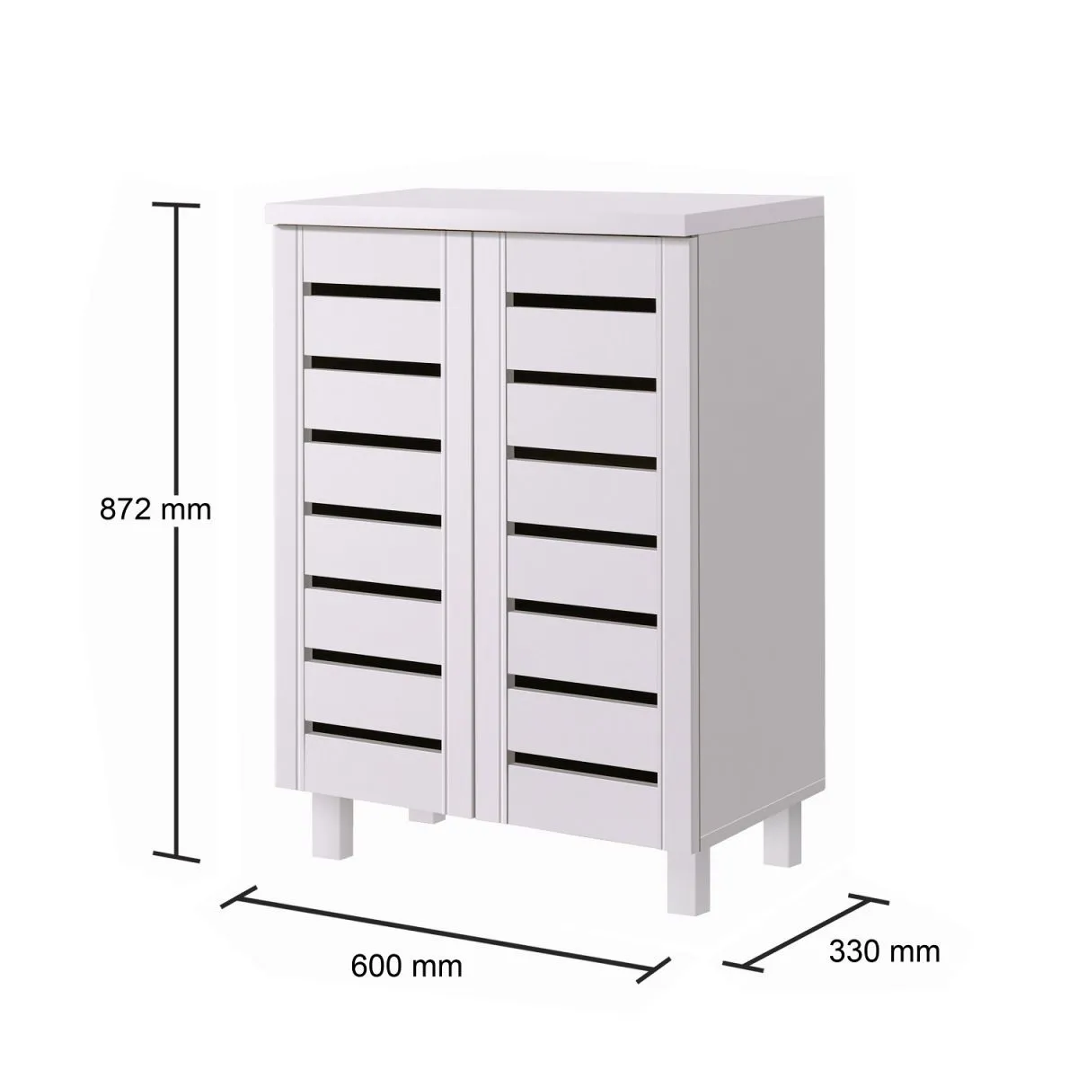 All Homely Basics Modern 2 Door 4 Shelf Shoe Cabinet | Contemporary Dark Oak Finish for Storing up to 10 Pairs of Shoes | W60cm H87.2cm D33cm