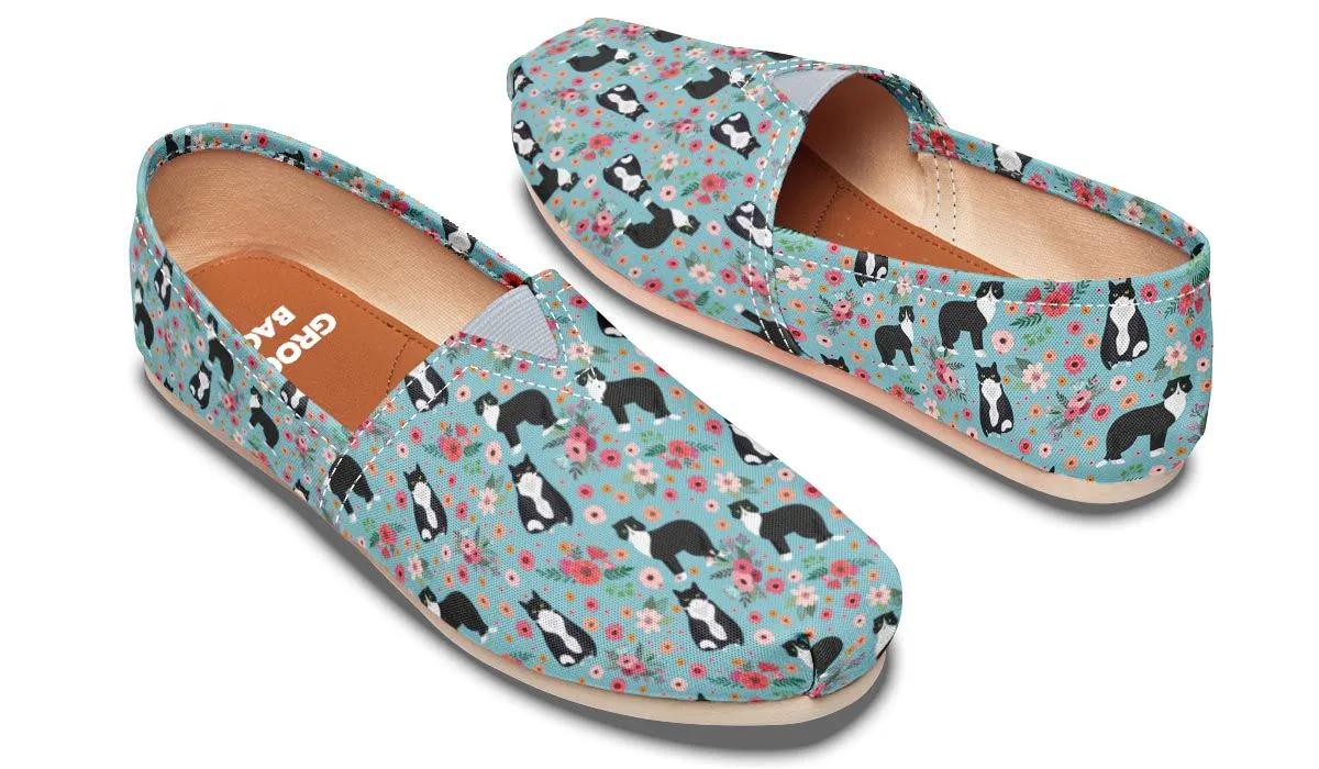 Black & White Cat Flower Casual Shoes
