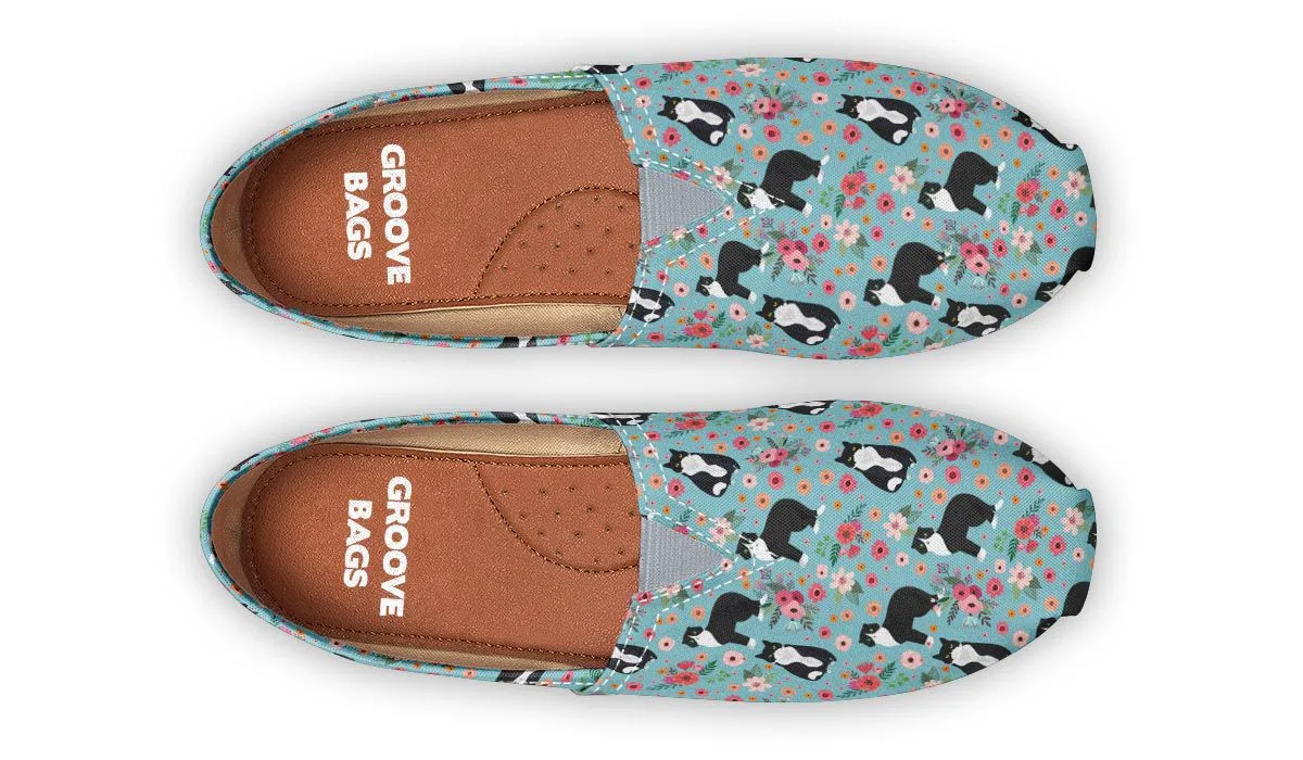 Black & White Cat Flower Casual Shoes