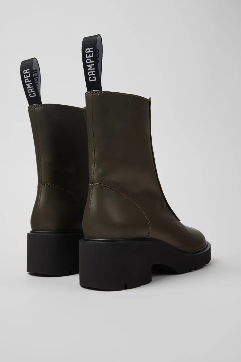 Camper Women's K400776 Milah Leather Ankle Boots Green