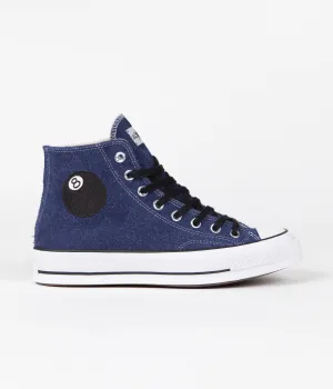 Converse x Stussy Chuck 70 Hi Shoes - Clematis Blue / White / Black