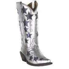 Corral Boots Teen Silver & Navy Blue Embroidery Boots