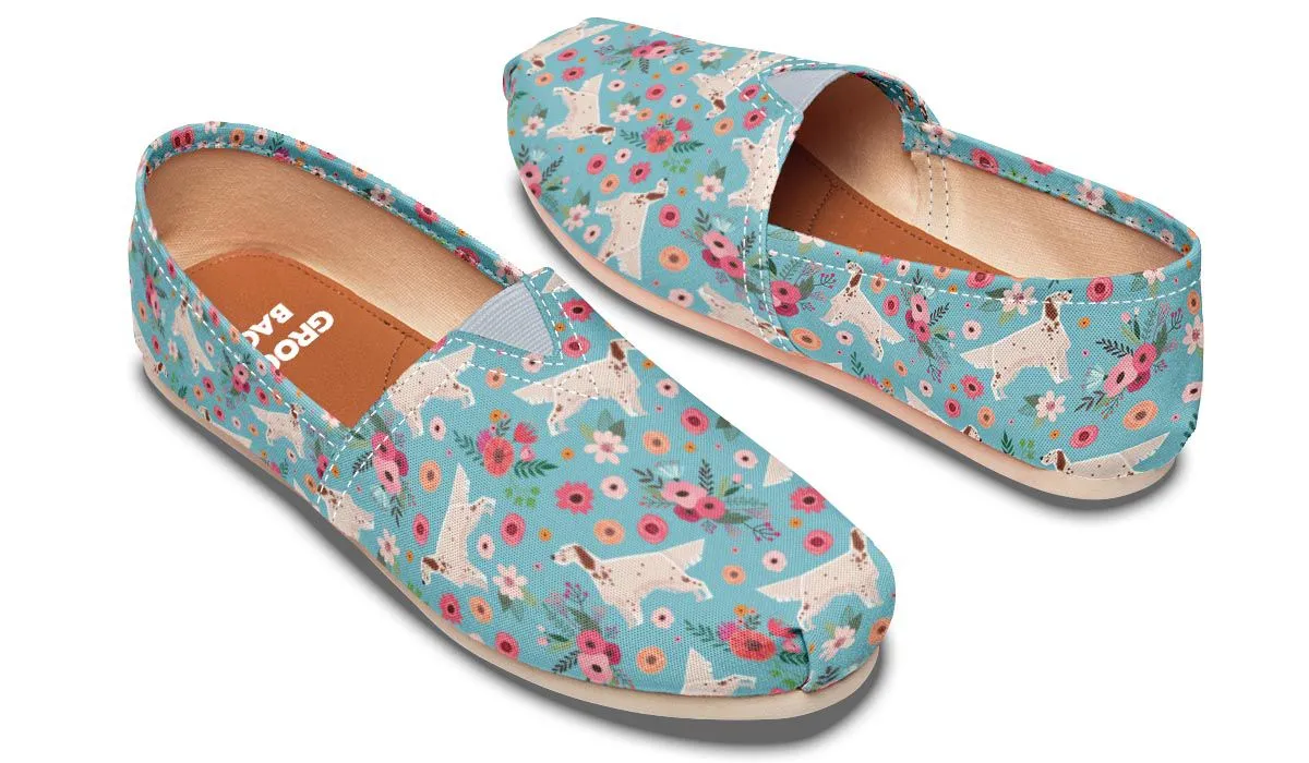 English Setter Flower Casual Shoes