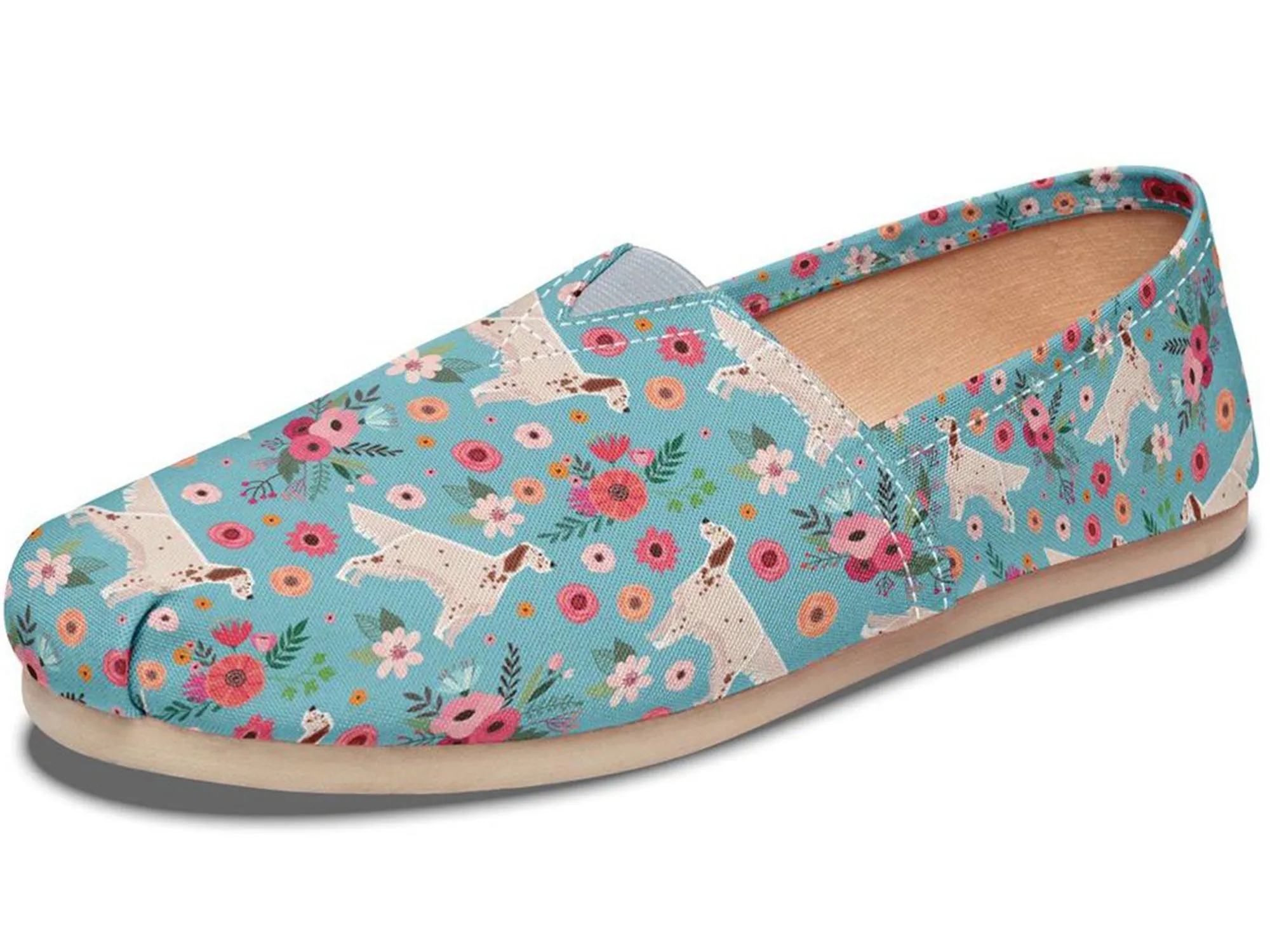 English Setter Flower Casual Shoes