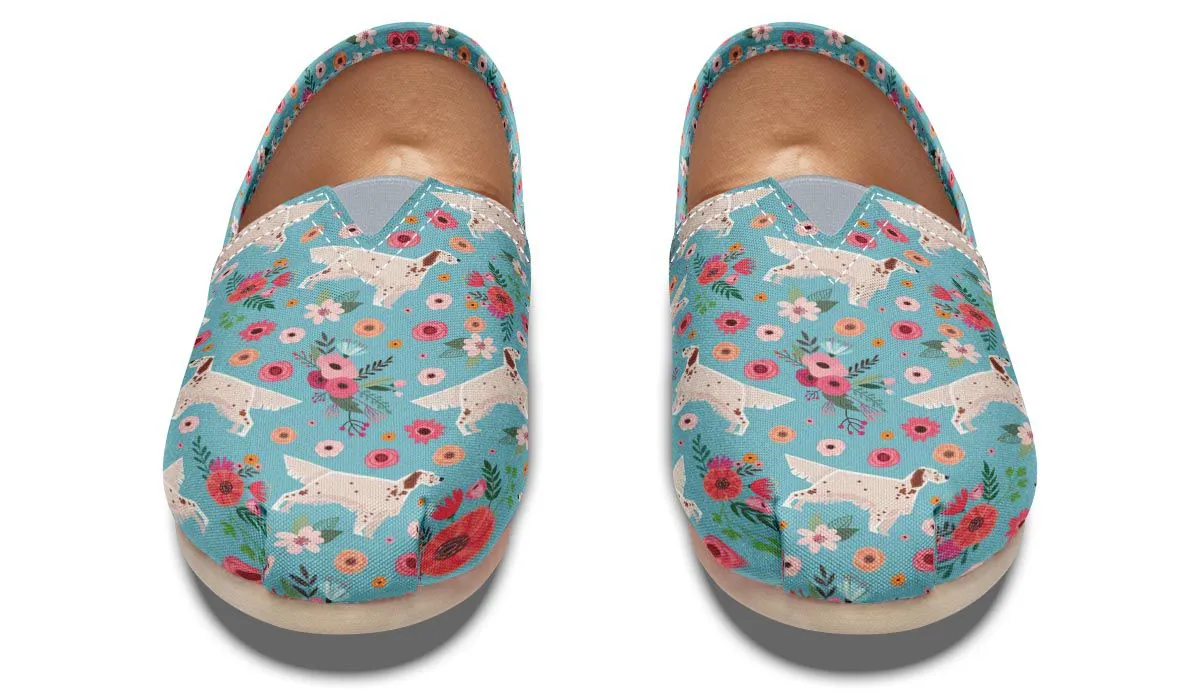 English Setter Flower Casual Shoes