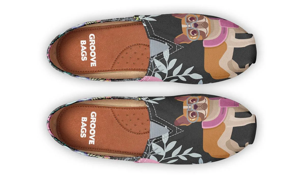 Floral French Bulldog Casual Shoes