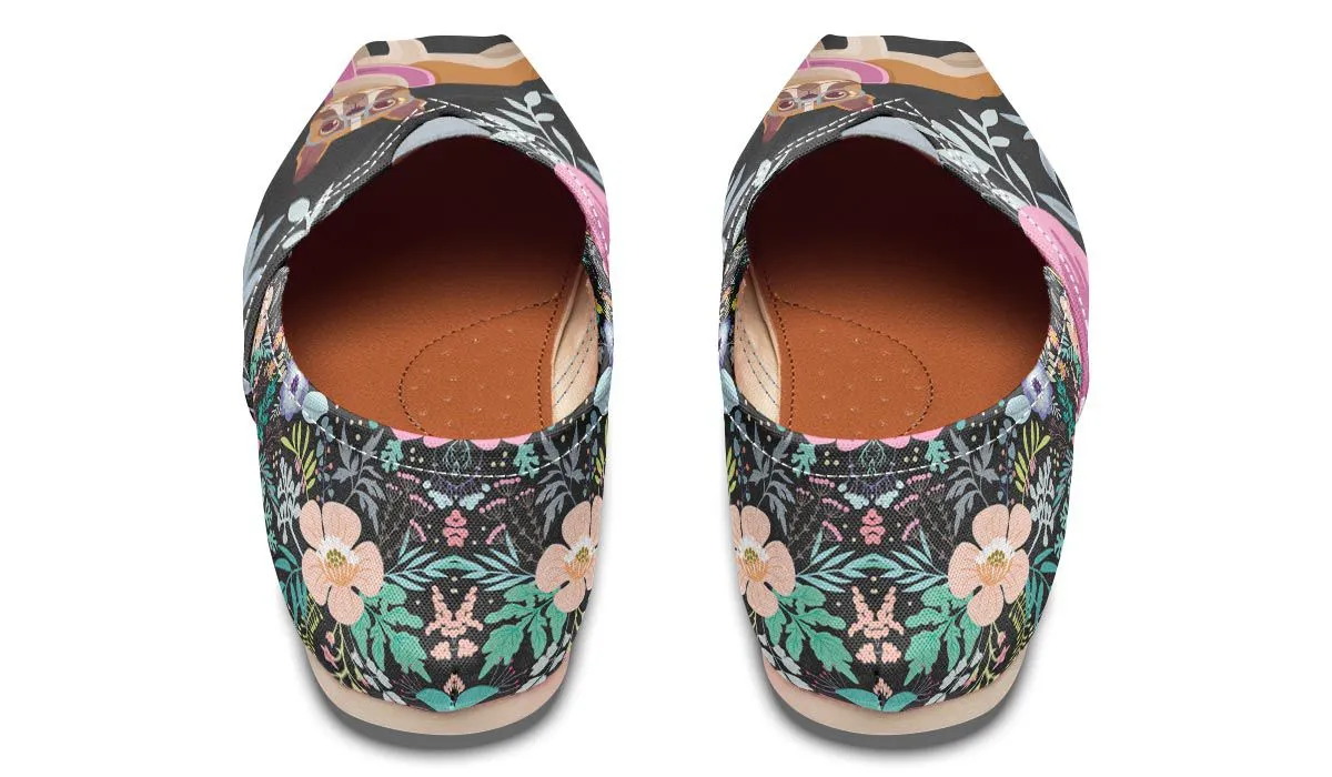 Floral French Bulldog Casual Shoes
