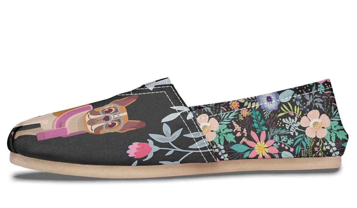 Floral French Bulldog Casual Shoes