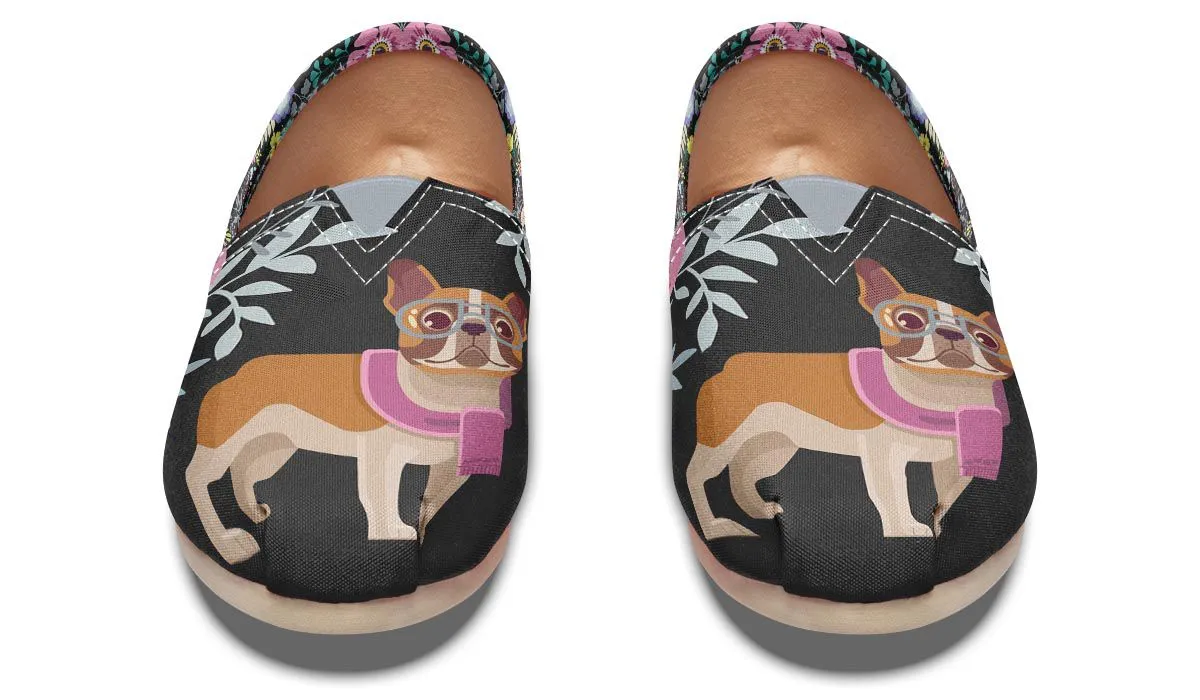 Floral French Bulldog Casual Shoes
