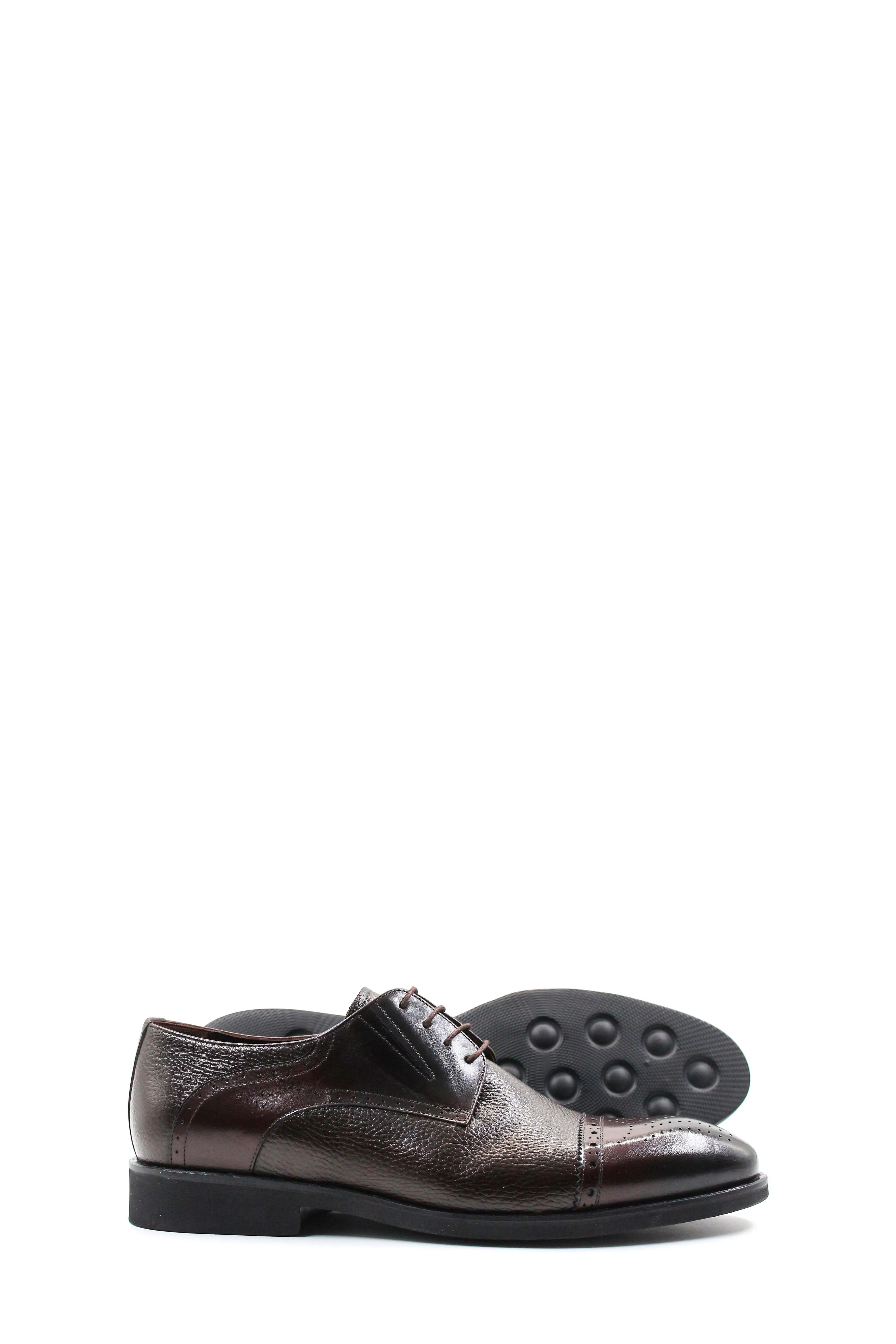 Men's Elegant Brown Brogue Leather Dress Shoes - Wessi