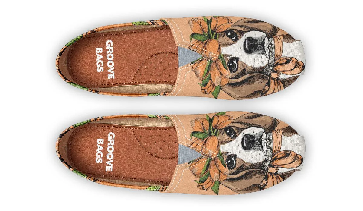Orange Floral Beagle Casual Shoes