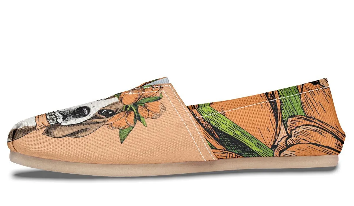 Orange Floral Beagle Casual Shoes