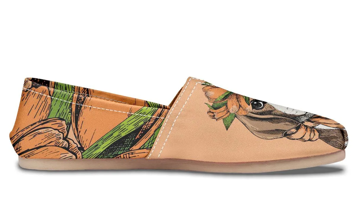Orange Floral Beagle Casual Shoes