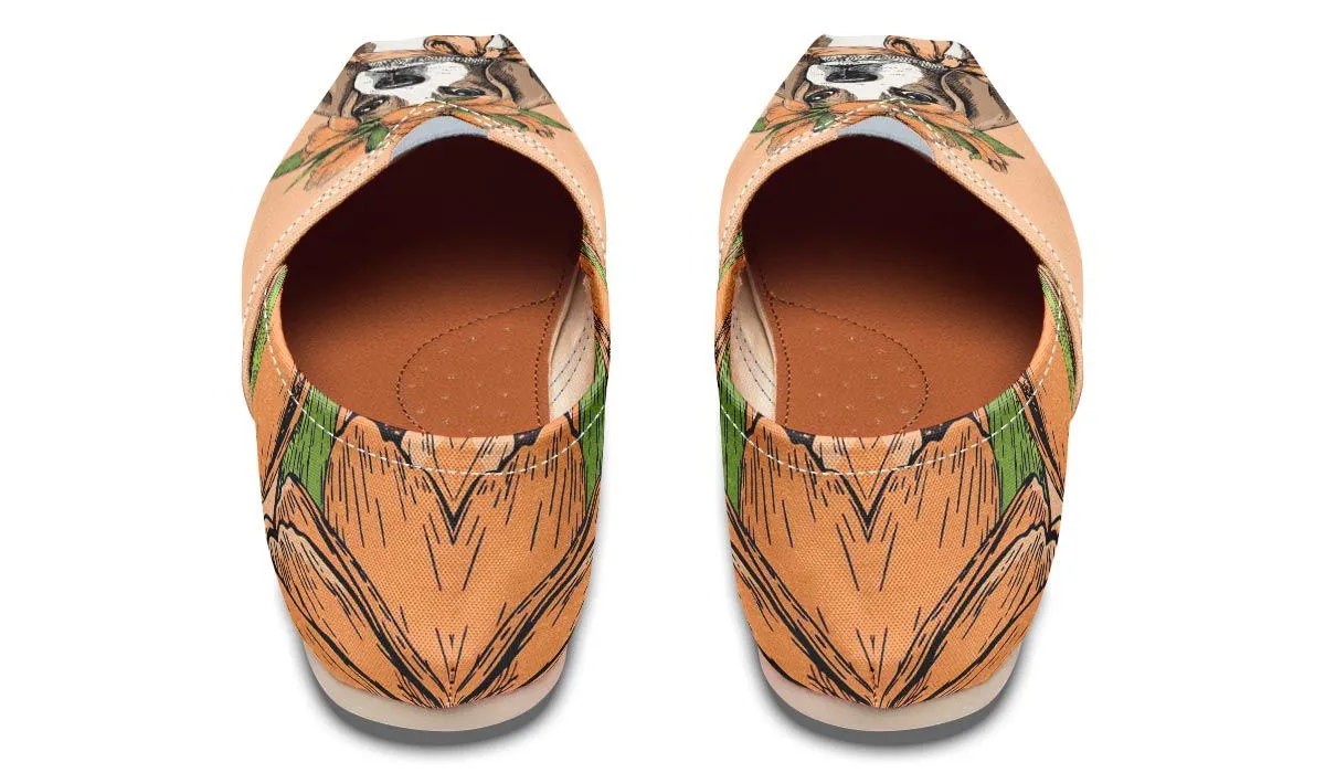 Orange Floral Beagle Casual Shoes