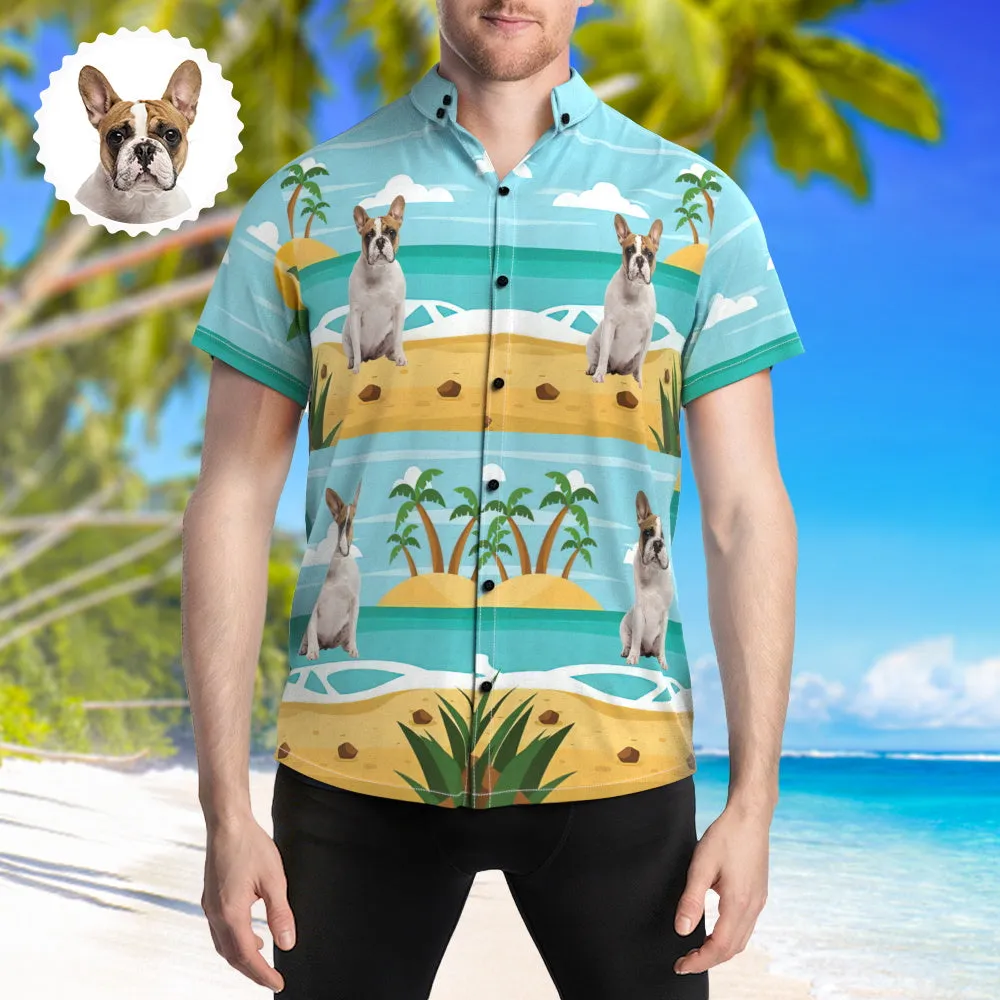 Personalized Photo Print Hawaiian Shirts Summer Beach Button Shirt Gift For Him