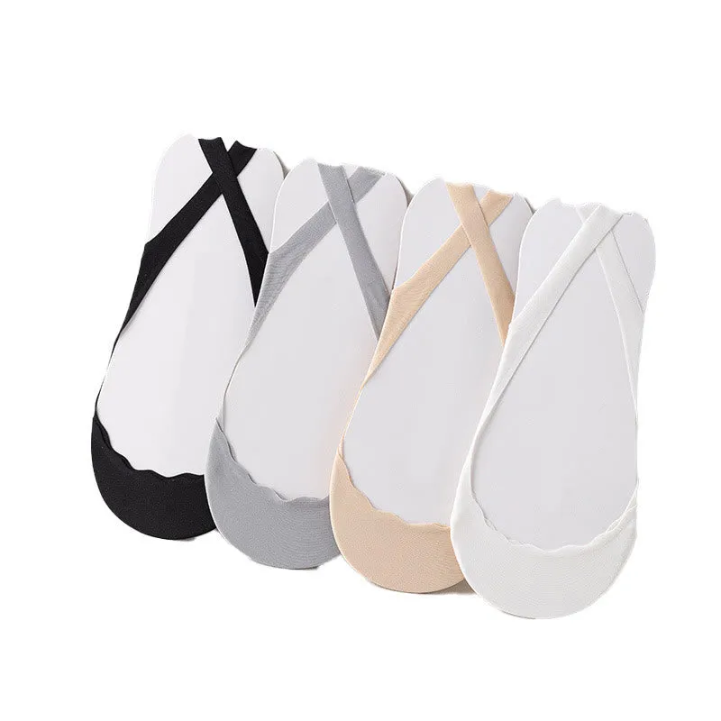 Plus Size Solid Color Padded Half No Show Socks(8 Pairs)