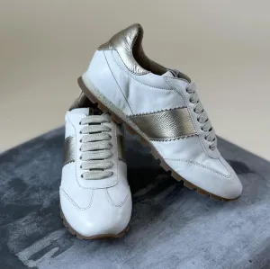 Sneakers Tropic Burro - Pegaso Platino - White w/Gold