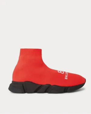 Speed Sock Logo-Print Stretch-Knit Slip-On  Red high top sneakers