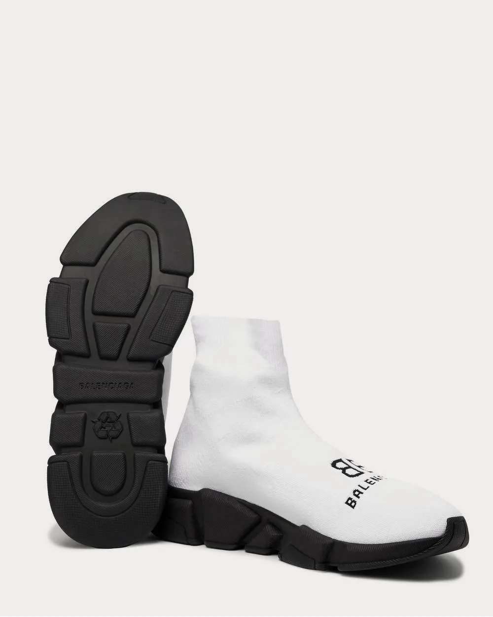 Speed Sock Logo-Print Stretch-Knit Slip-On  White high top sneakers
