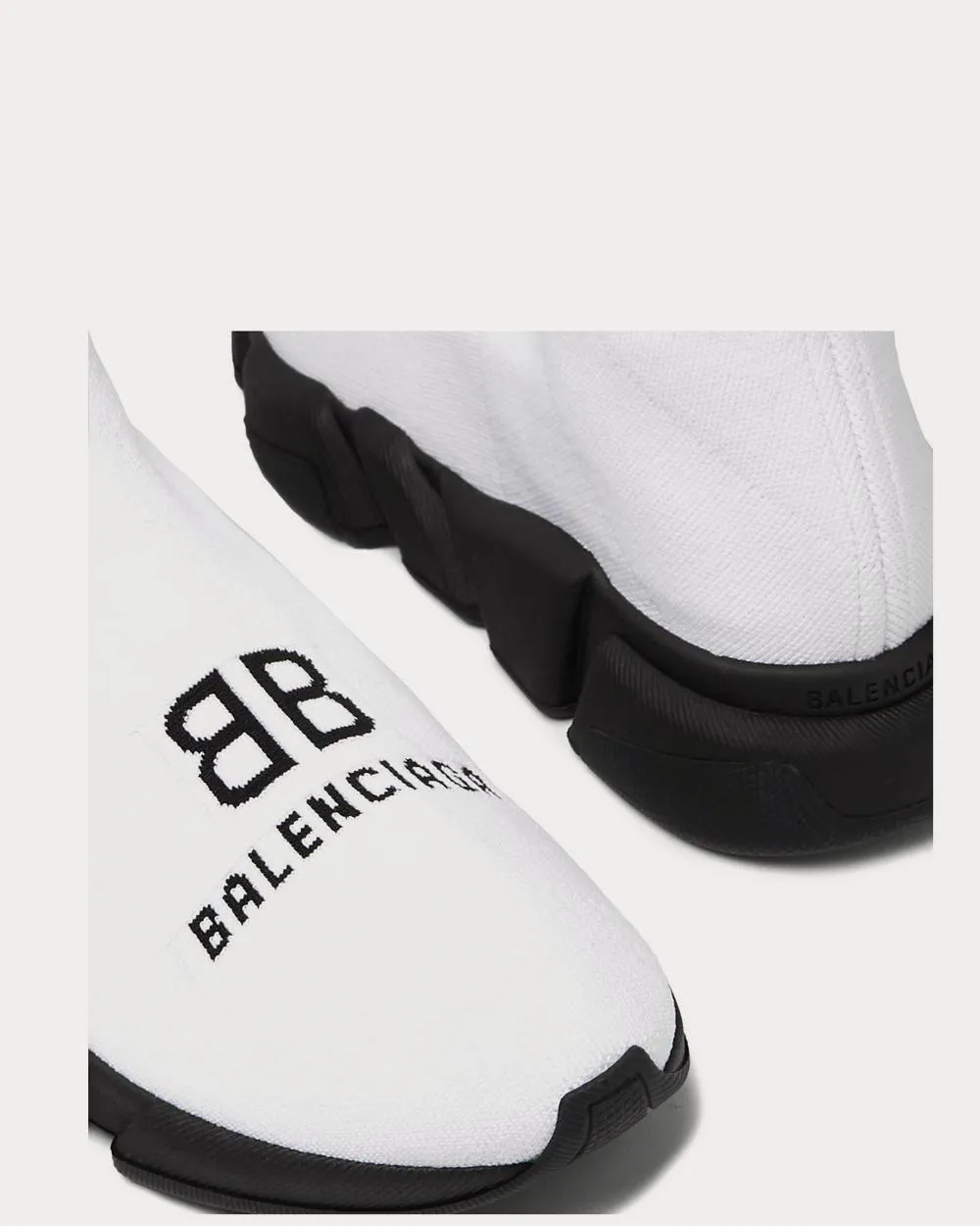 Speed Sock Logo-Print Stretch-Knit Slip-On  White high top sneakers