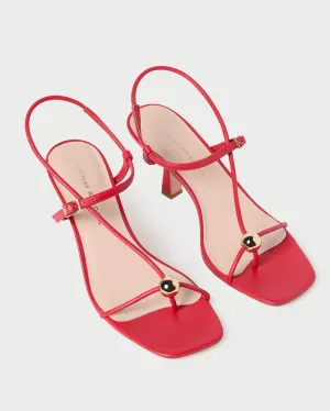 Triana Red Leather Mid-Heel Sandal