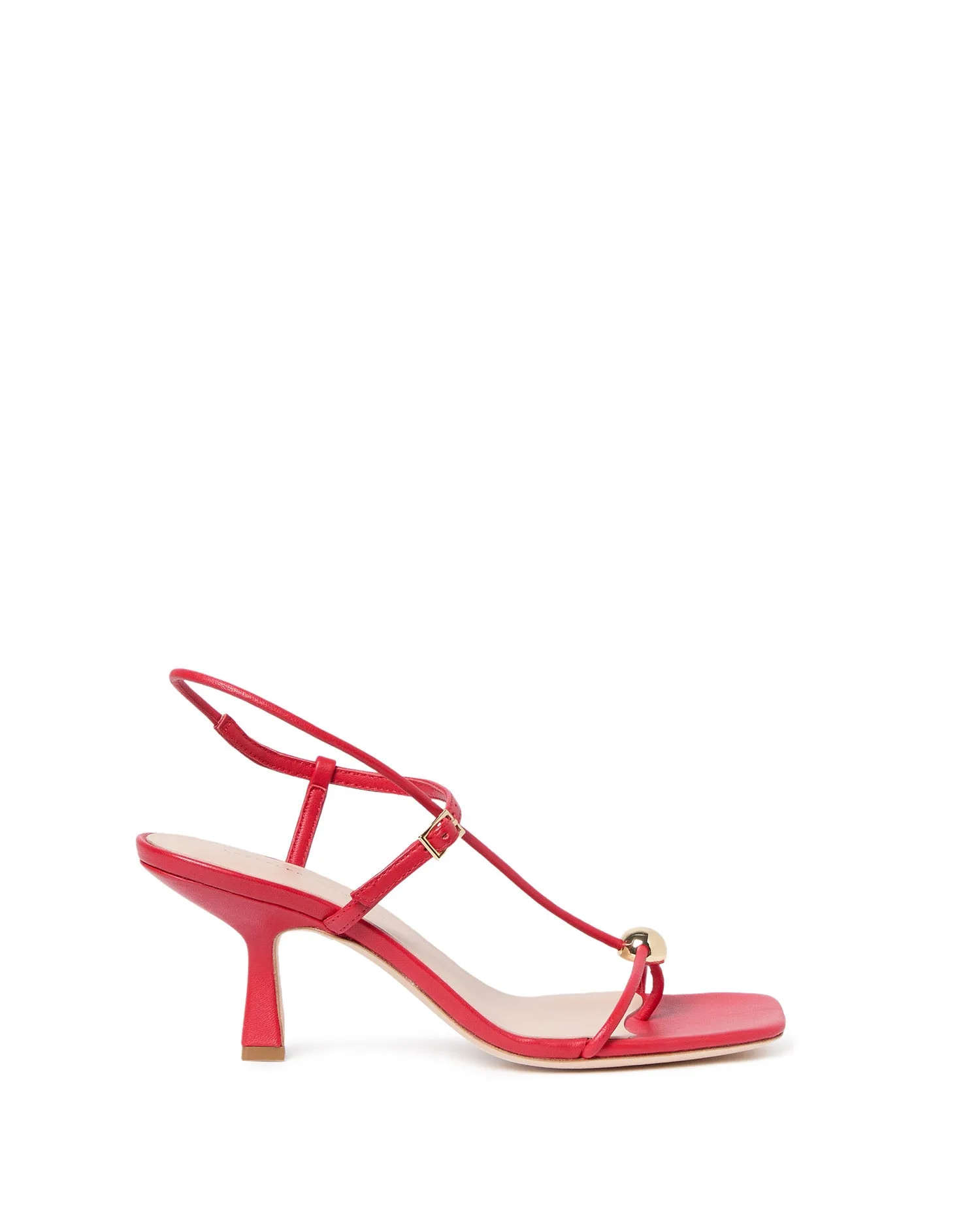 Triana Red Leather Mid-Heel Sandal