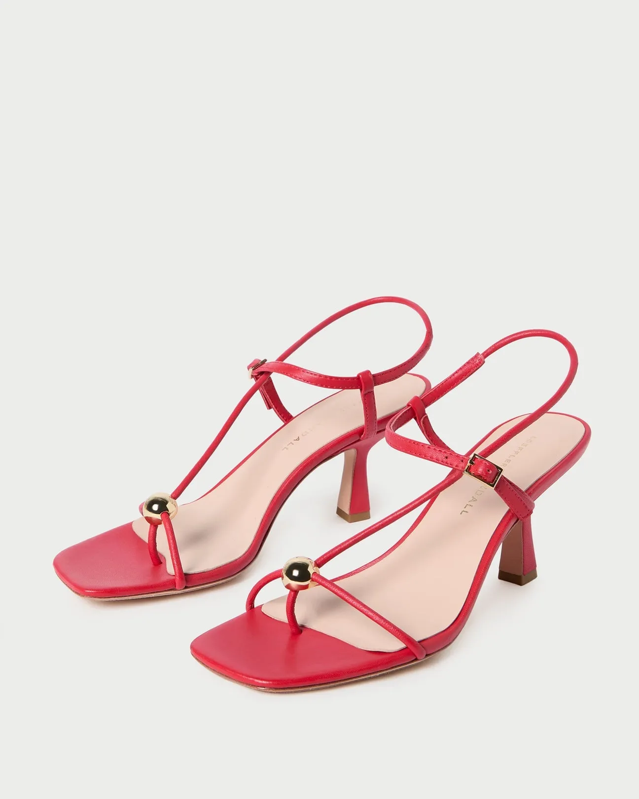 Triana Red Leather Mid-Heel Sandal