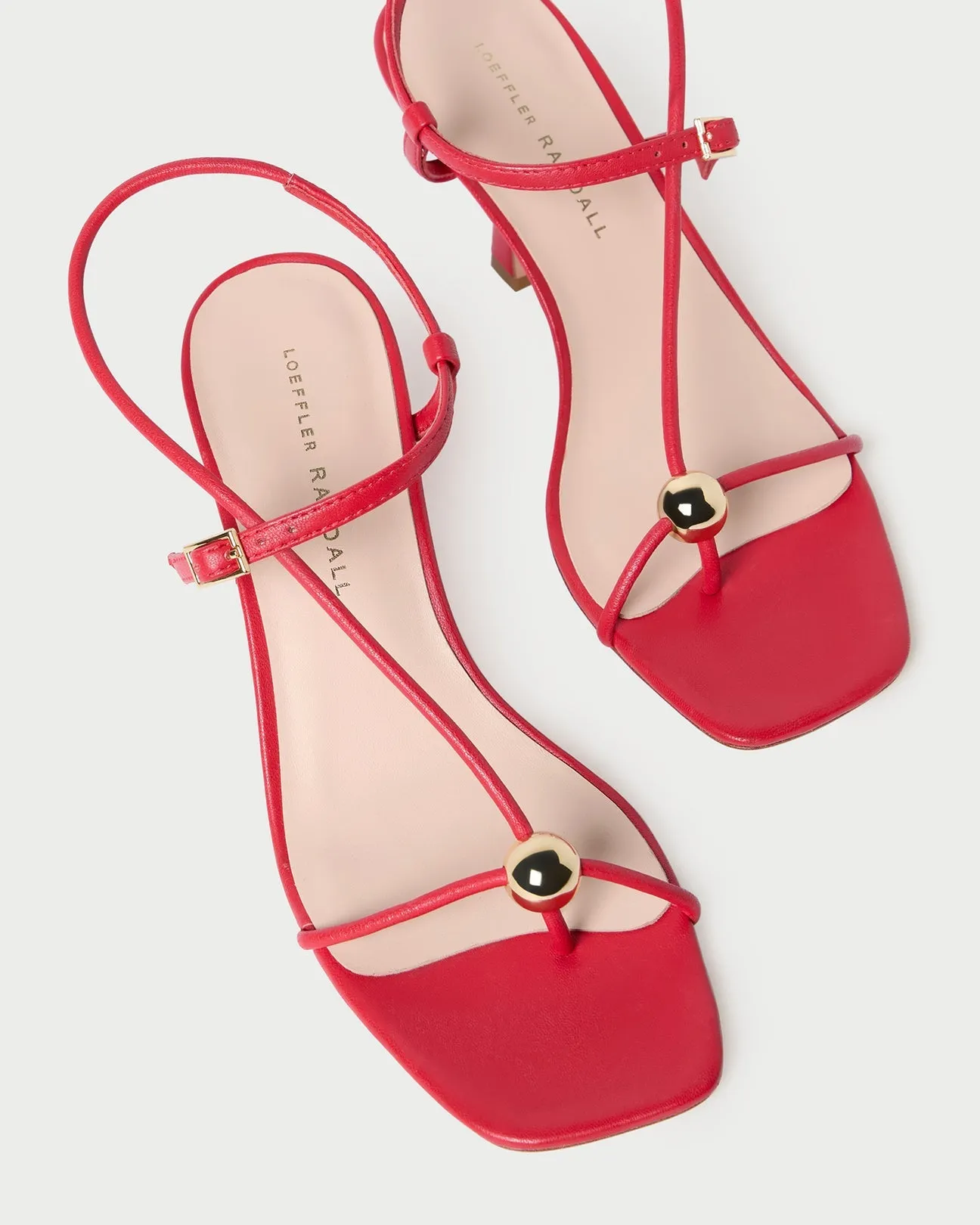 Triana Red Leather Mid-Heel Sandal