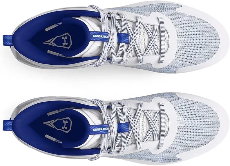 Under Armour UA Command MC Mid Football Cleats – White/Blue – Size 12.5 – New