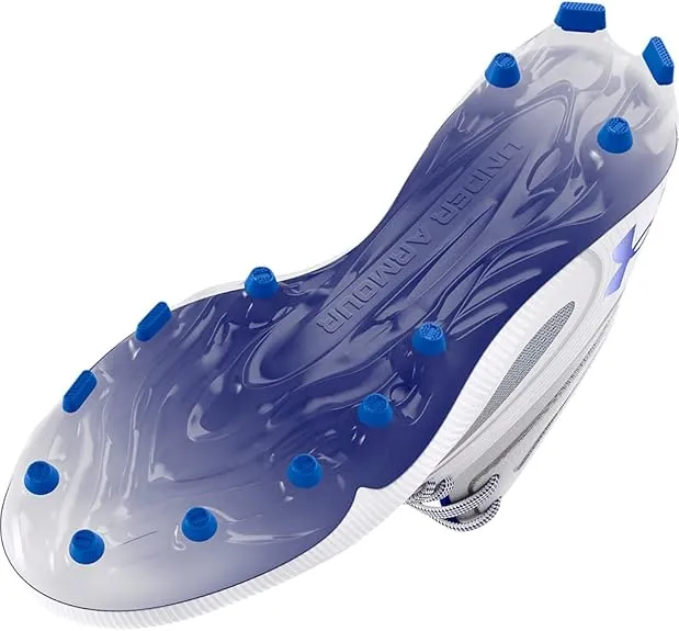 Under Armour UA Command MC Mid Football Cleats – White/Blue – Size 12.5 – New